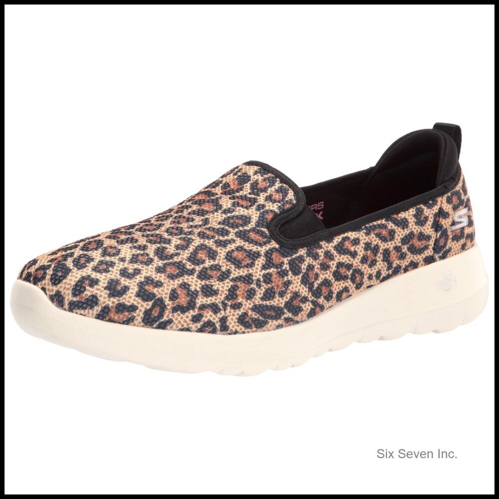 Leopard Print Mesh Sneakers Slip-On Walking Shoes Athletic Comfort Cushioned